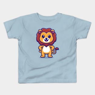 Cute Lion Standing Cartoon Kids T-Shirt